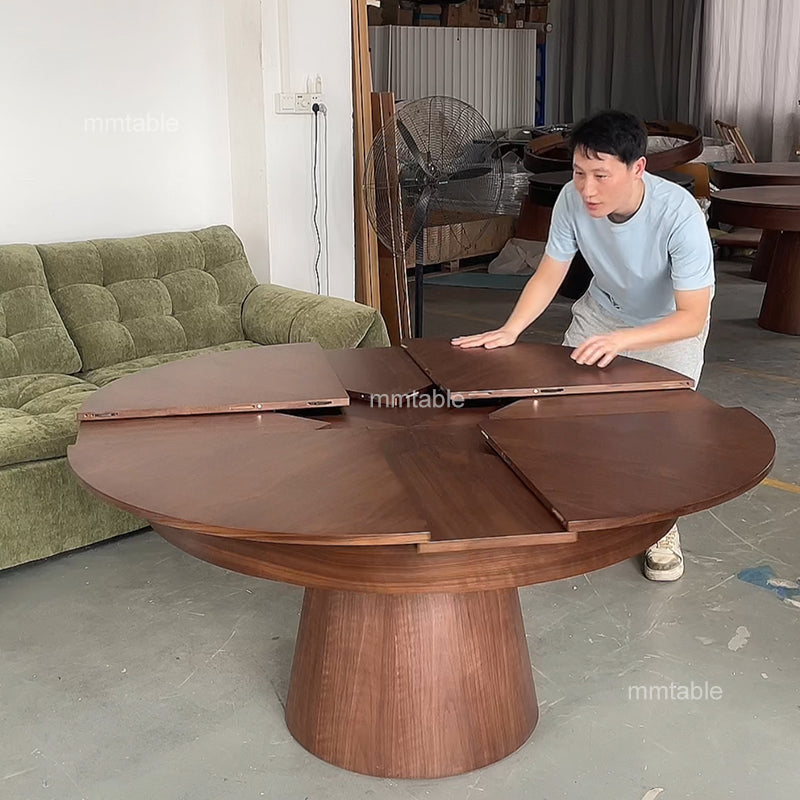 extendable round dining table set for 6 8 10 people / extendable round wooden dining table 130 cm 150cm 170cm 180cm 200cm
