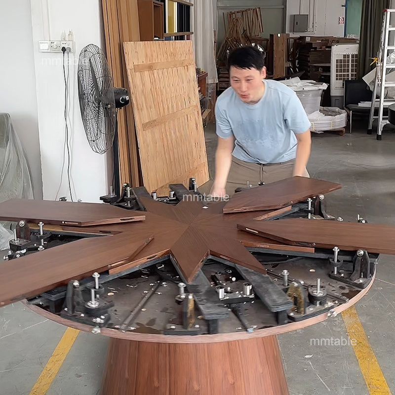 extendable round dining table set for 6 8 10 people / extendable round wooden dining table 130 cm 150cm 170cm 180cm 200cm