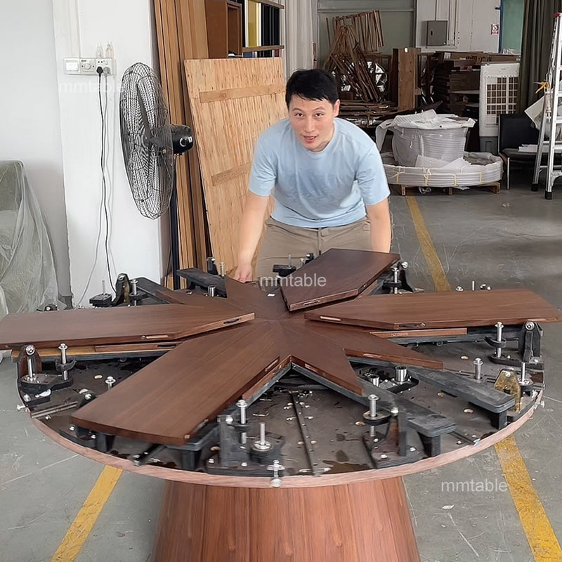 extendable round dining table set for 6 8 10 people / extendable round wooden dining table 130 cm 150cm 170cm 180cm 200cm
