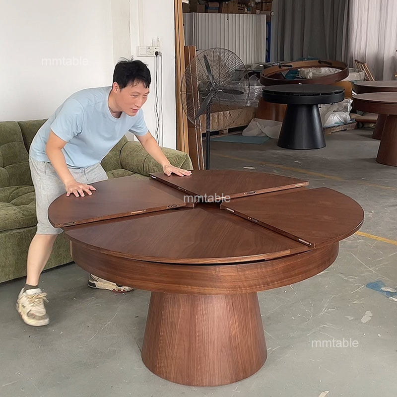 extendable round dining table set for 6 8 10 people / extendable round wooden dining table 130 cm 150cm 170cm 180cm 200cm