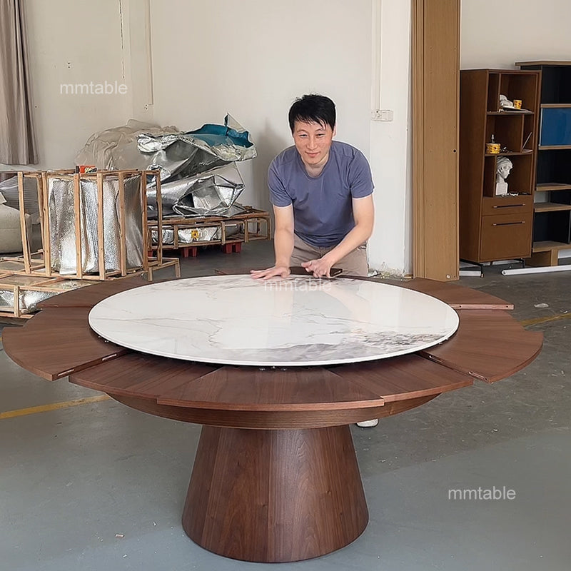 extendable round dining table  set for 6 8 10 12 persons / extendable dining tables furniture 150 cm 180 cm 210 cm