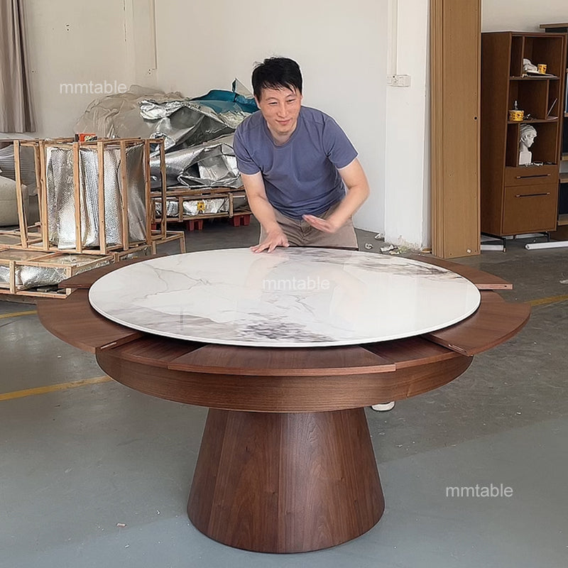 extendable round dining table  set for 6 8 10 12 persons / extendable dining tables furniture 150 cm 180 cm 210 cm