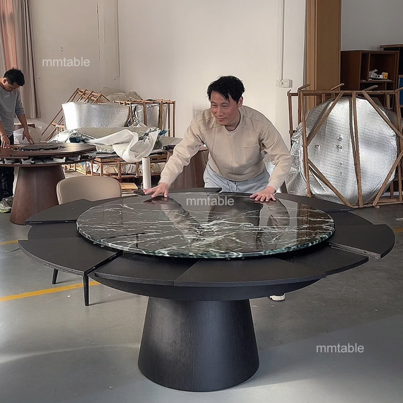 black extendable round dining table marble table / extendable dining tables for small spaces 110 130 150 180 cm