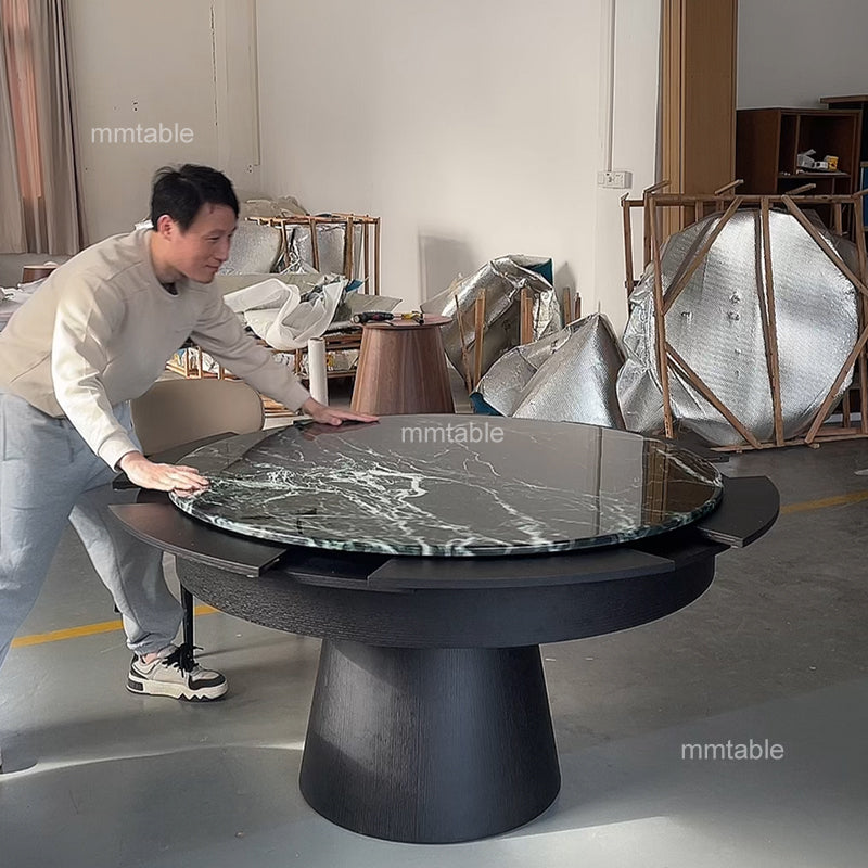 black extendable round dining table marble table / extendable dining tables for small spaces 110 130 150 180 cm