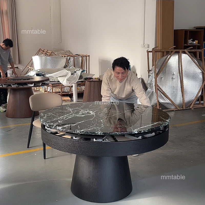 black extendable round dining table marble table / extendable dining tables for small spaces 110 130 150 180 cm