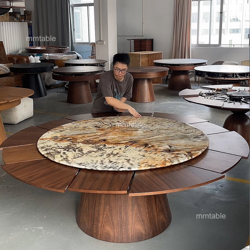 modern extendable dining table marble table / expandable round dining table for 6 8 10 12 persons