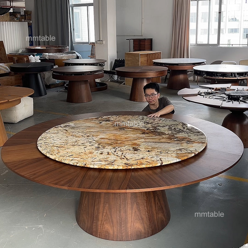 modern extendable dining table marble table / expandable round dining table for 6 8 10 12 persons
