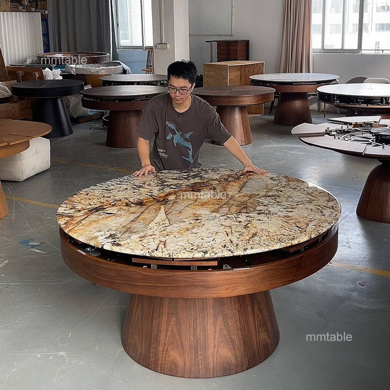 modern extendable dining table marble table / expandable round dining table for 6 8 10 12 persons