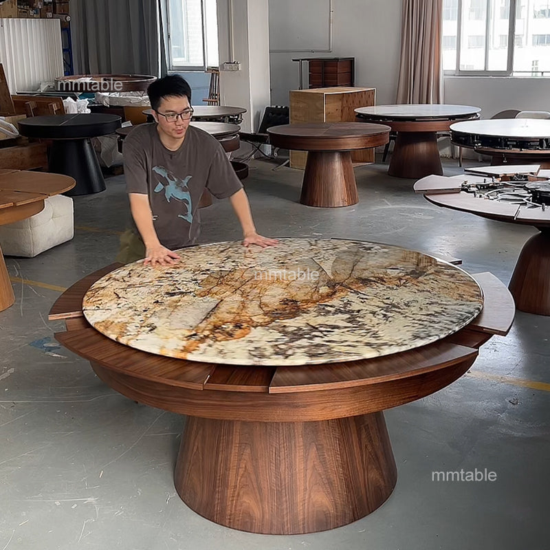 modern extendable dining table marble table / expandable round dining table for 6 8 10 12 persons