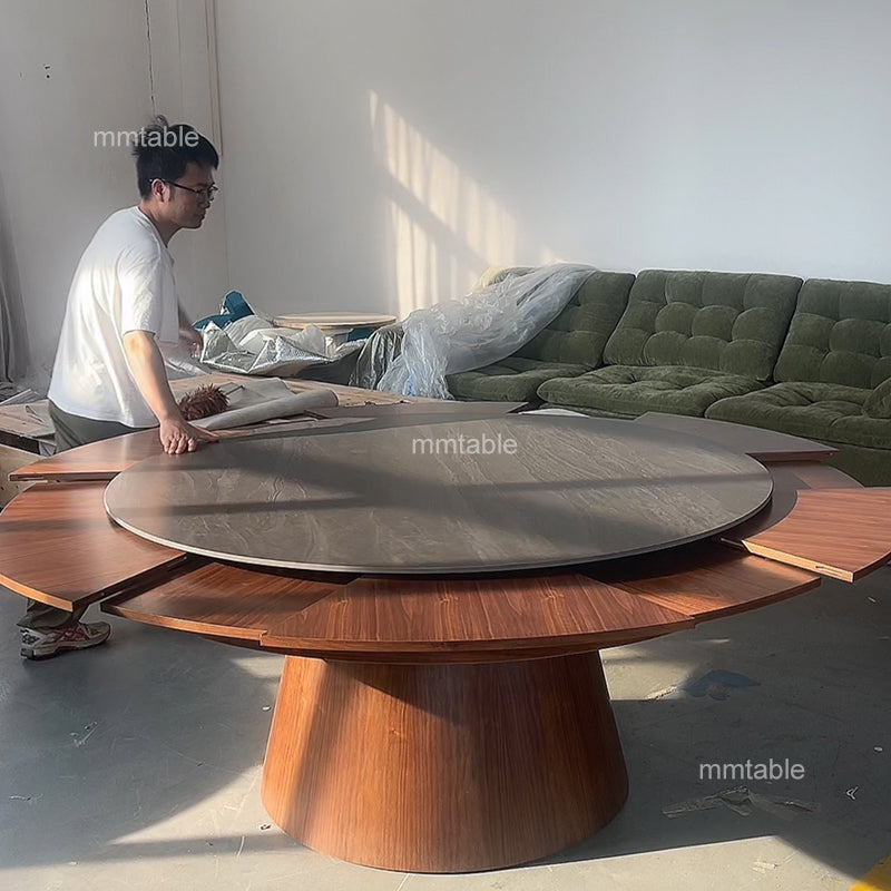 expandable round dining table set for 6 8 10 12 / transformable furniture table 130cm  150cm 180cm 200cm 210cm