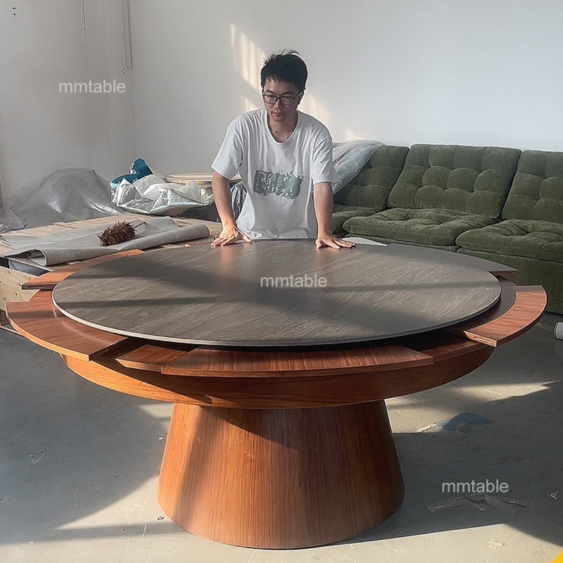 expandable round dining table set for 6 8 10 12 / transformable furniture table 130cm  150cm 180cm 200cm 210cm