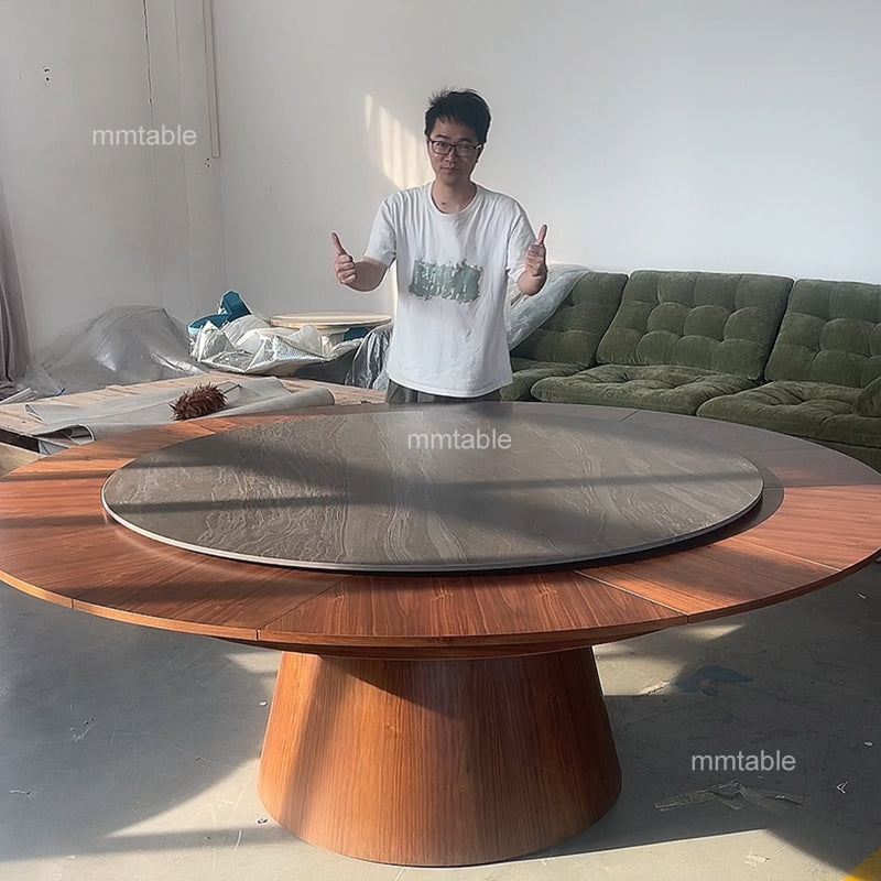 expandable round dining table set for 6 8 10 12 / transformable furniture table 130cm  150cm 180cm 200cm 210cm