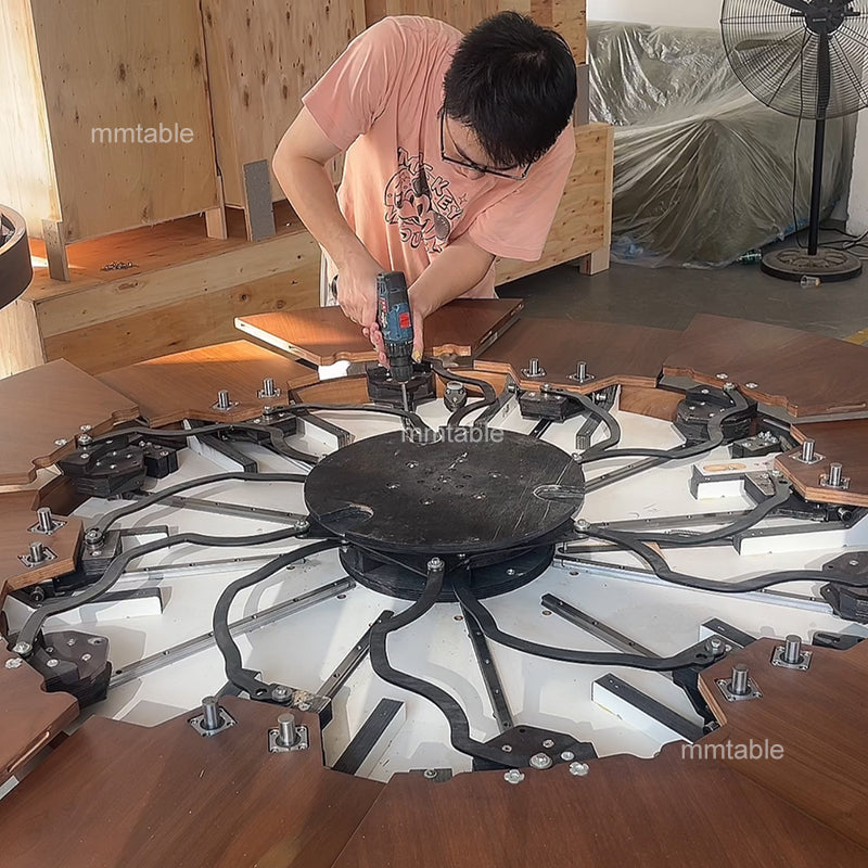 expandable round dining table set for 6 8 10 12 / transformable furniture table 130cm  150cm 180cm 200cm 210cm