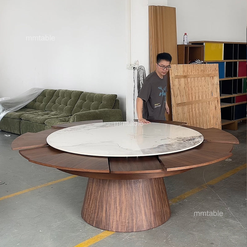 extendable round dining table seat 6 8 10 12 persons / expandable round dining table 130 cm 150cm 180cm 210cm