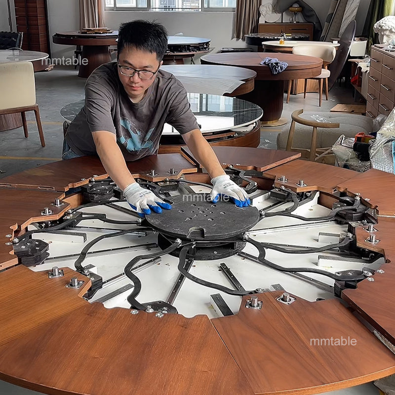 extendable round dining table seat 6 8 10 12 persons / expandable round dining table 130 cm 150cm 180cm 210cm