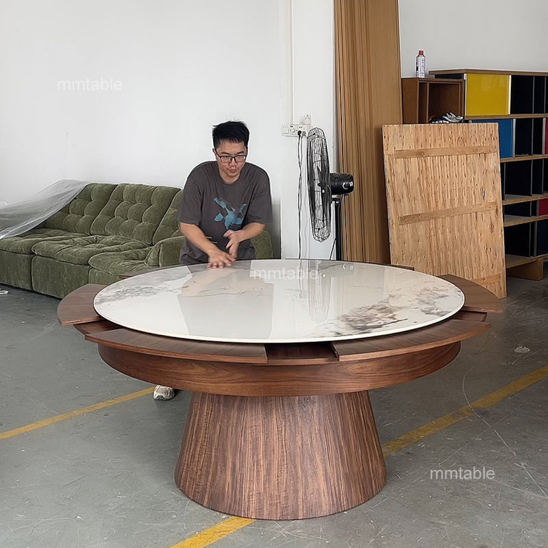 extendable round dining table seat 6 8 10 12 persons / expandable round dining table 130 cm 150cm 180cm 210cm