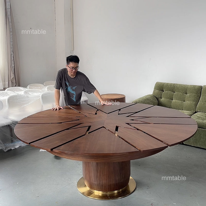 expandable wood round dining table set for 6 8  10 12 / modern extendable dining tables furniture
