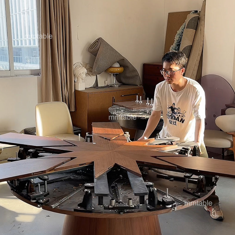 expandable wood round dining table set for 6 8  10 12 / modern extendable dining tables furniture