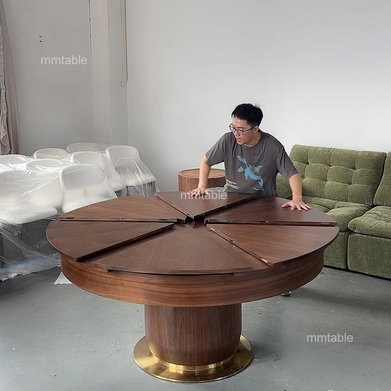 expandable wood round dining table set for 6 8  10 12 / modern extendable dining tables furniture