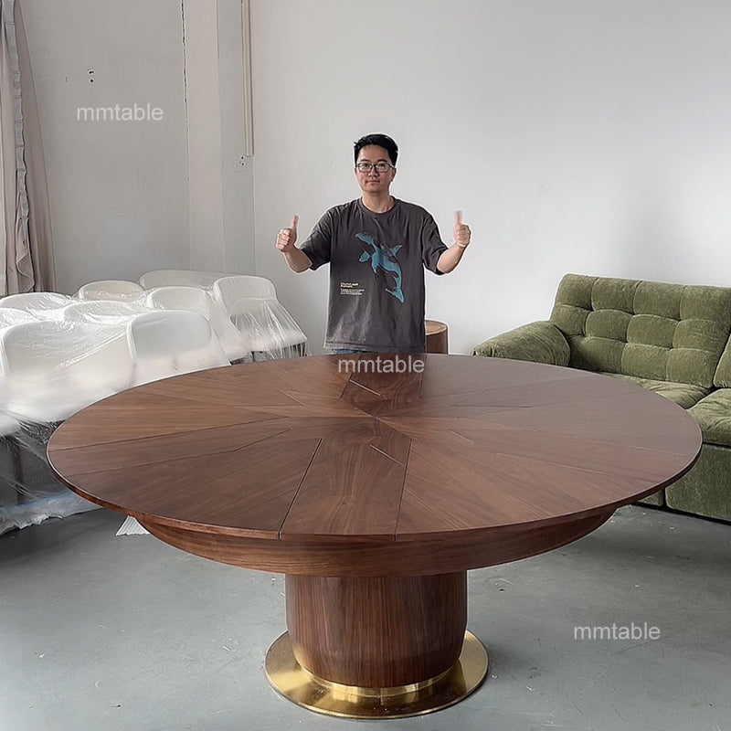 expandable wood round dining table set for 6 8  10 12 / modern extendable dining tables furniture