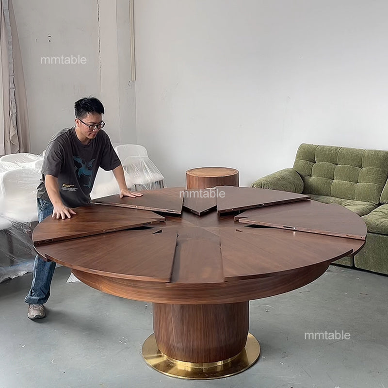 expandable wood round dining table set for 6 8  10 12 / modern extendable dining tables furniture