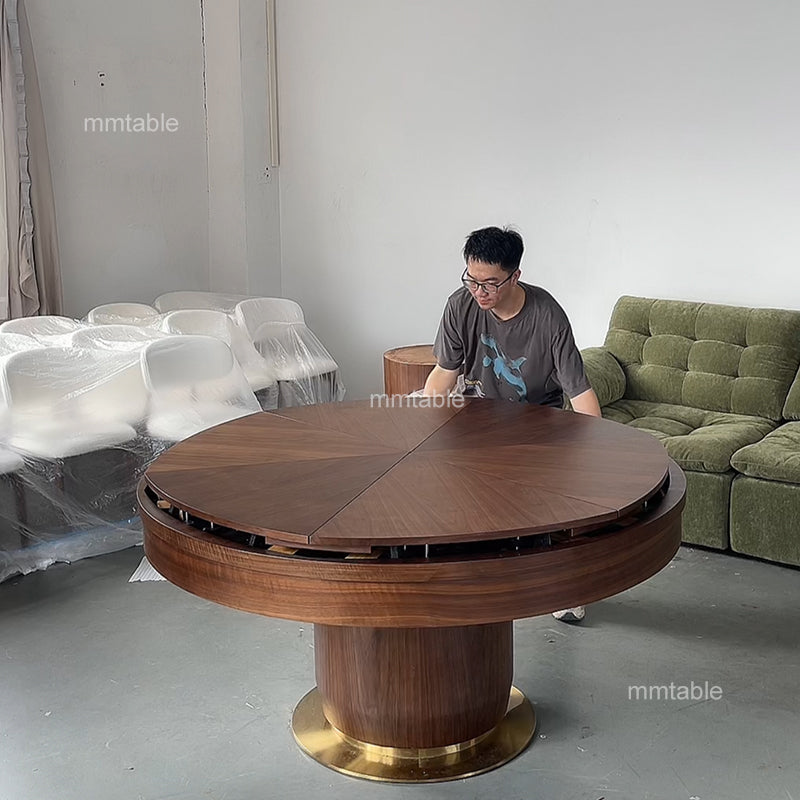 expandable wood round dining table set for 6 8  10 12 / modern extendable dining tables furniture