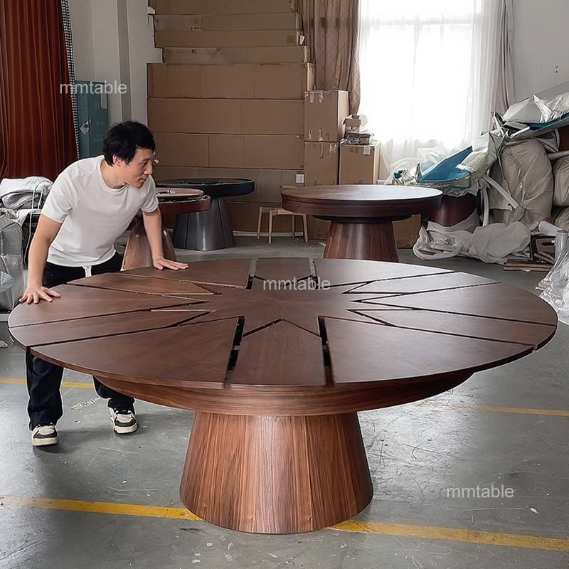 transformable furniture wood round dining  table / extendable round dining table seat 6 8 10 12 persons