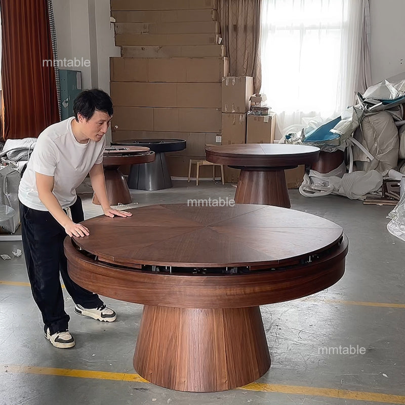 transformable furniture wood round dining  table / extendable round dining table seat 6 8 10 12 persons