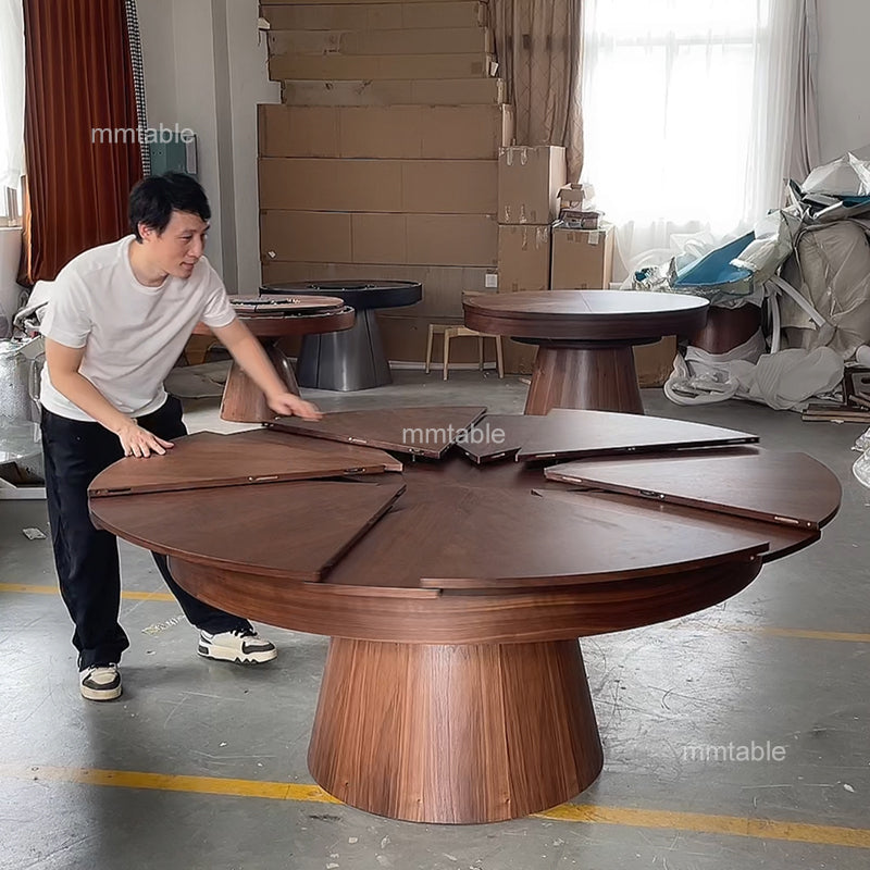 transformable furniture wood round dining  table / extendable round dining table seat 6 8 10 12 persons