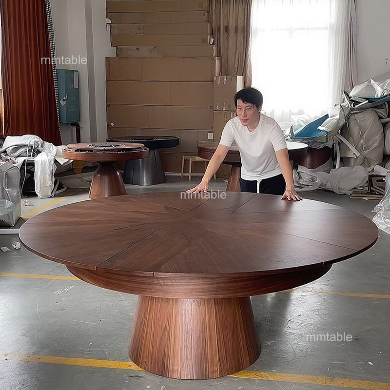 transformable furniture wood round dining  table / extendable round dining table seat 6 8 10 12 persons