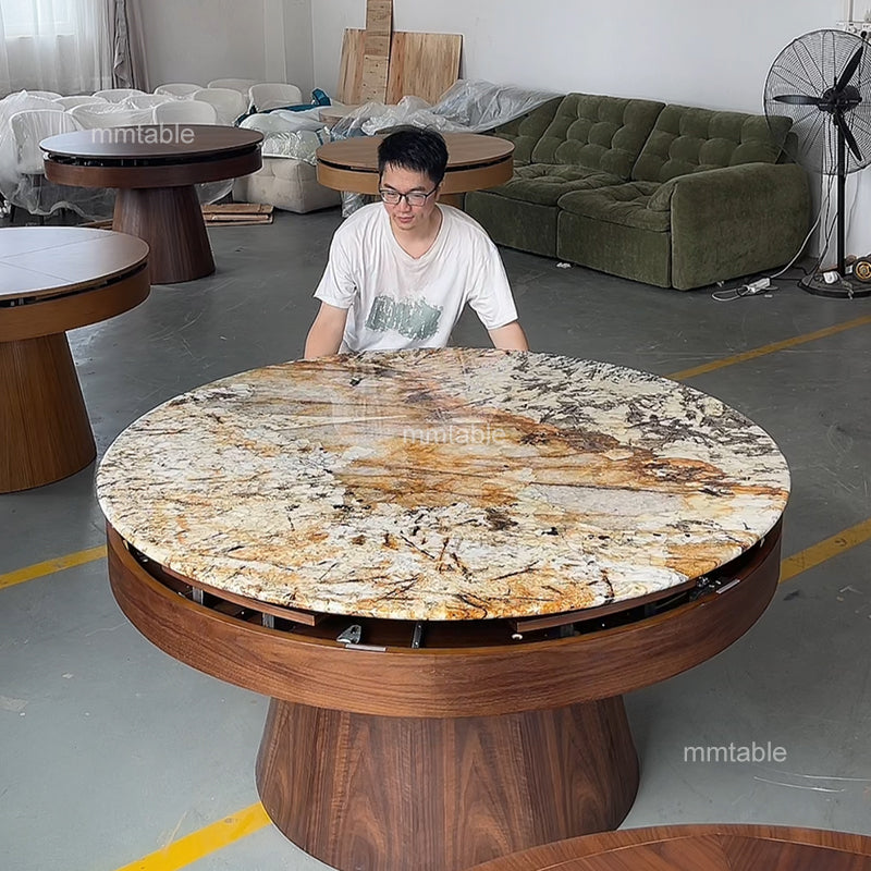marble table modern extendable round dining table seat 6 8 10 12 persons transformable furniture table