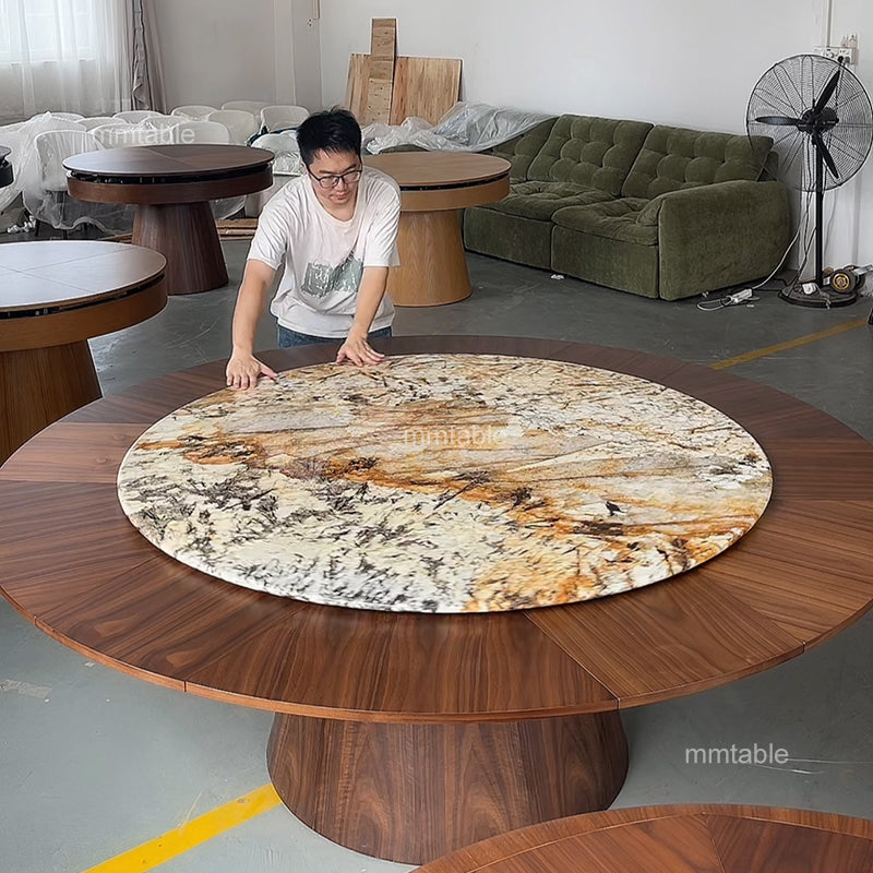 marble table modern extendable round dining table seat 6 8 10 12 persons transformable furniture table