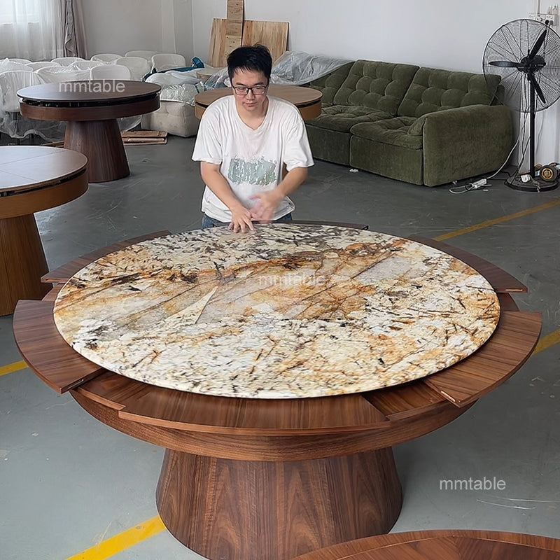 marble table modern extendable round dining table seat 6 8 10 12 persons transformable furniture table