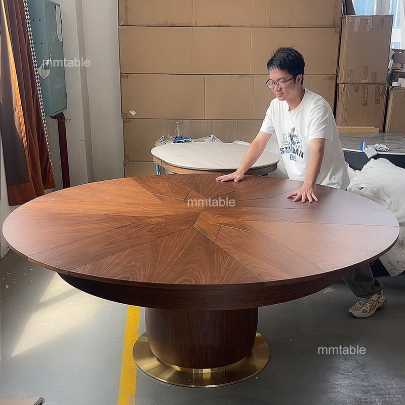 expandable circular dining table  for 6 8 10 12 people / large  extendable round dining table 120 150 180 200 cm / expandable round dining table for 4 to 10 people