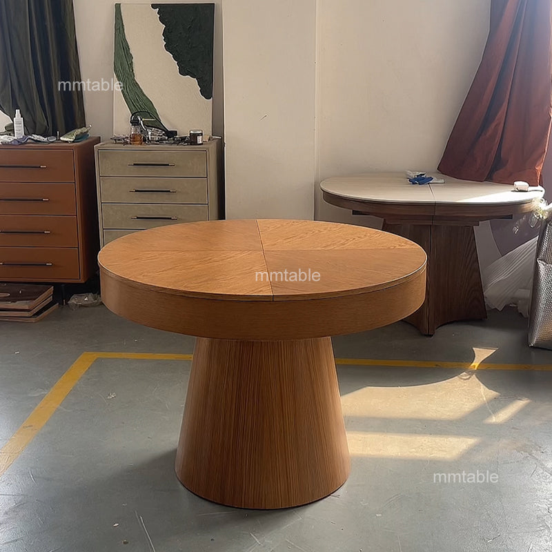 extendable wood round dining table set for 4 6 8 persons / expandable dining table seats 110CM 120CM 130CM 150CM