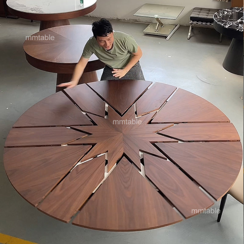 expandable round dining table set for 6 8 10 12 persons / modern extendable  round dining table 130 150 180 200cm