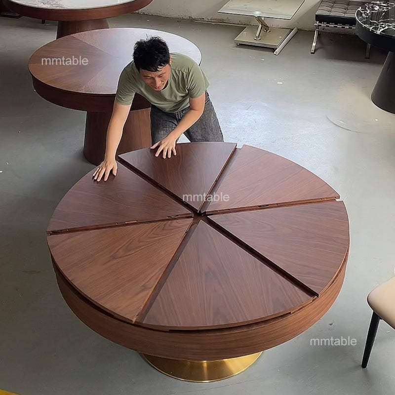 expandable round dining table set for 6 8 10 12 persons / modern extendable  round dining table 130 150 180 200cm