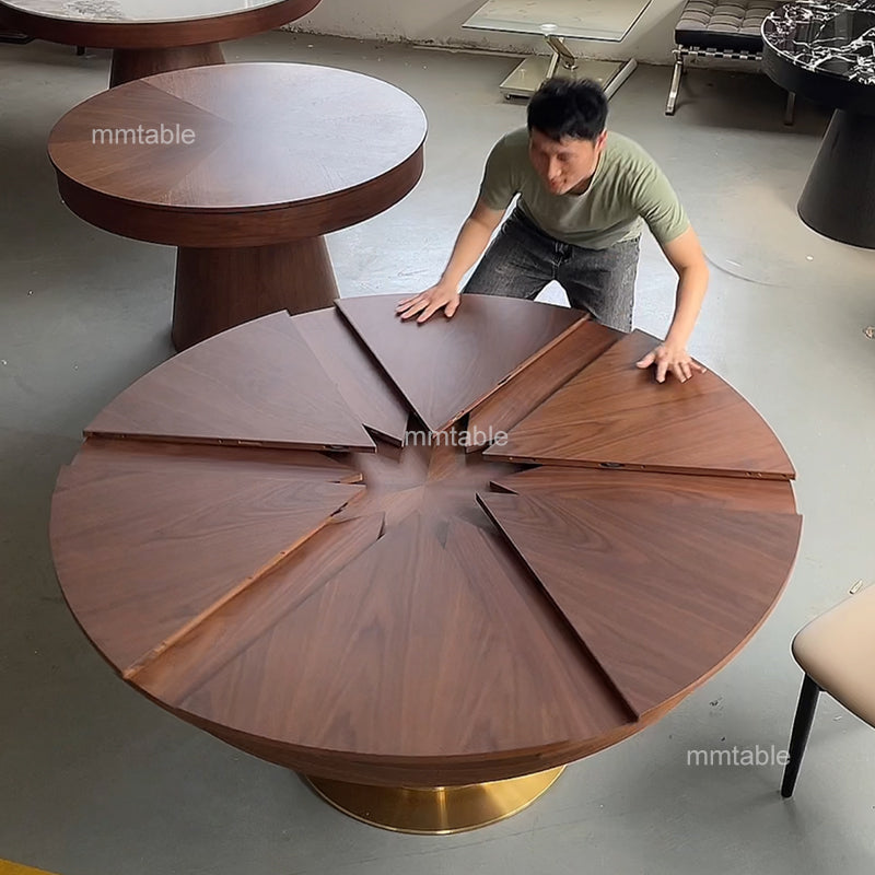 expandable round dining table set for 6 8 10 12 persons / modern extendable  round dining table 130 150 180 200cm