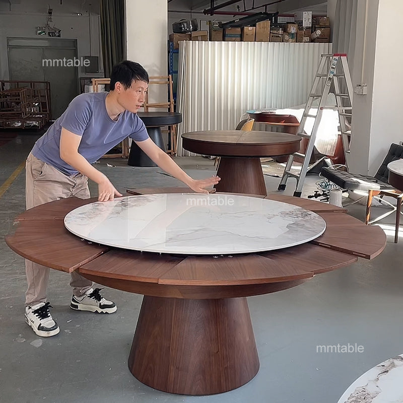expandable round dining table set for 6 8 10 12 persons / extendable dining tables furniture made in China