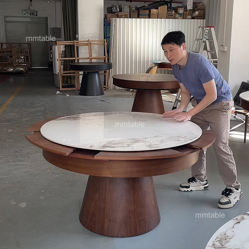 expandable round dining table set for 6 8 10 12 persons / extendable dining tables furniture made in China