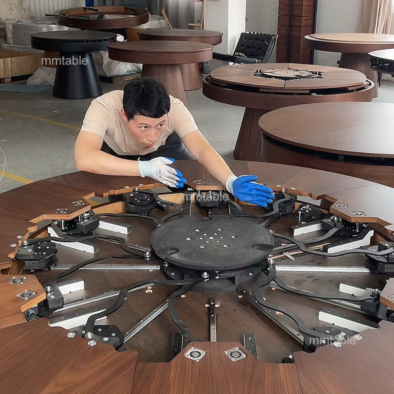expandable round dining table set for 6 8 10 12 persons / extendable dining tables furniture made in China