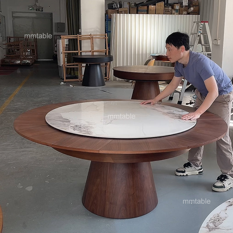 expandable round dining table set for 6 8 10 12 persons / extendable dining tables furniture made in China