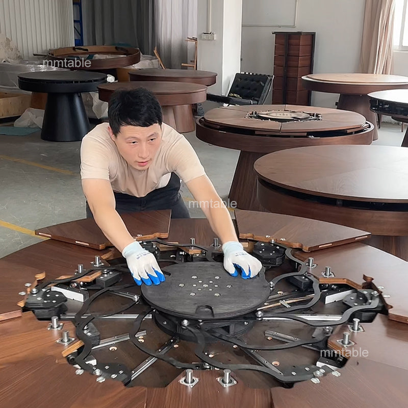 expandable round dining table set for 6 8 10 12 persons / extendable dining tables furniture made in China