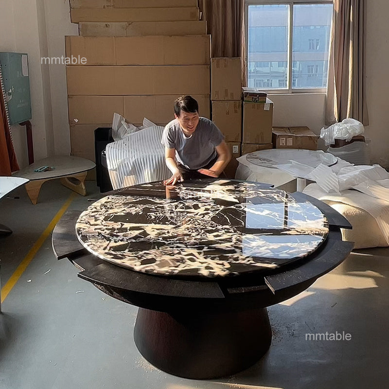 black extendable round dining table set for 6 8 10 12 persons / expandable round dining table 130cm 150cm 180cm 210cm