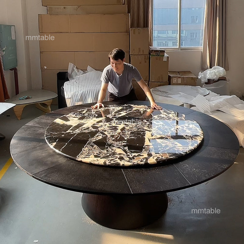 black extendable round dining table set for 6 8 10 12 persons / expandable round dining table 130cm 150cm 180cm 210cm