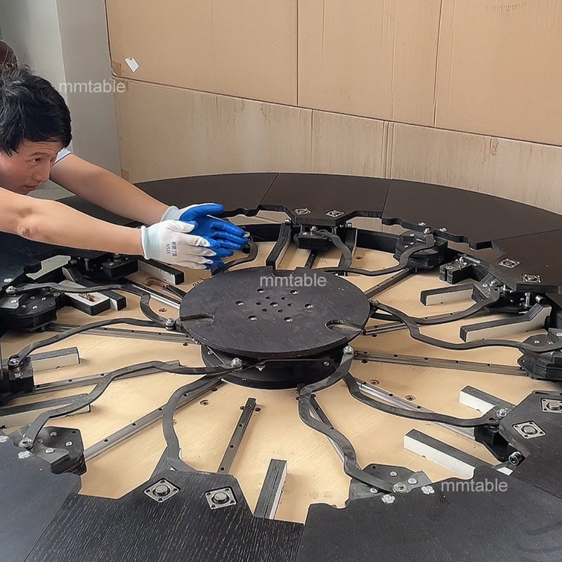 black extendable round dining table set for 6 8 10 12 persons / expandable round dining table 130cm 150cm 180cm 210cm