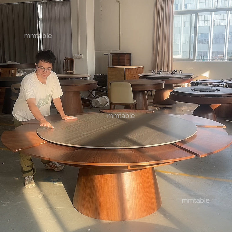 extendable round dining table  130cm 150cm 180cm 210cm  / expandable round dining table set for 6 8 10 12 persons