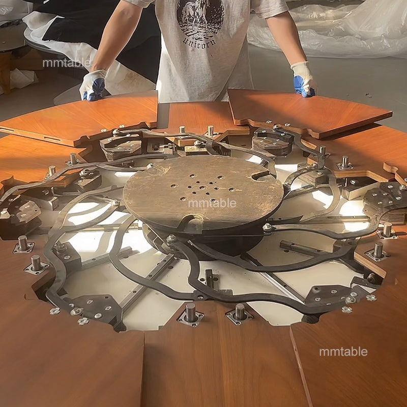 extendable round dining table  130cm 150cm 180cm 210cm  / expandable round dining table set for 6 8 10 12 persons