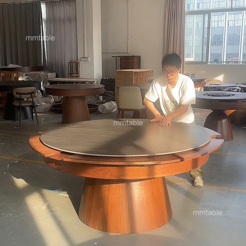 extendable round dining table  130cm 150cm 180cm 210cm  / expandable round dining table set for 6 8 10 12 persons