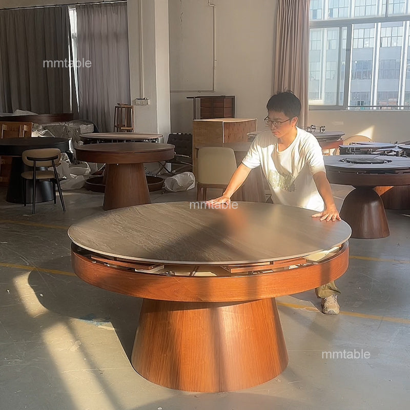 extendable round dining table  130cm 150cm 180cm 210cm  / expandable round dining table set for 6 8 10 12 persons